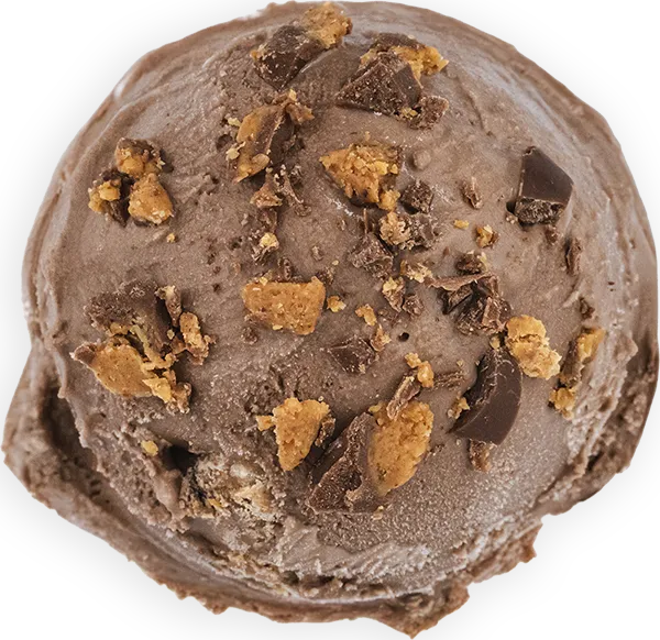 A close-up of a chocolate ice cream scoop with a smooth texture, perfect for dessert lovers.