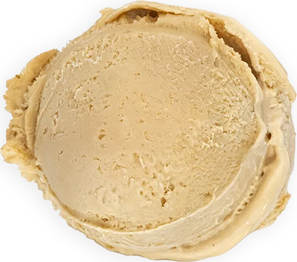 Creamy scoop of Coffee ice cream isolated on a white background, showcasing its smooth and rich texture.