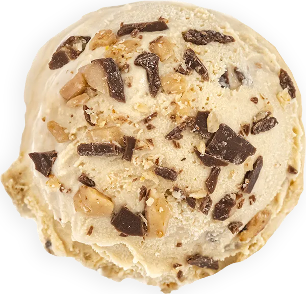 Creamy ice cream with chocolate chunks and nuts. Perfect dessert for sweet lovers. Indulge in rich flavors.