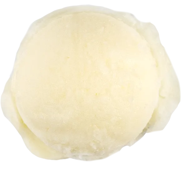 Creamy vanilla ice cream scoop, perfectly round and smooth, on white background. Ideal for dessert inspiration.