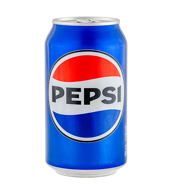 Blue can of Pepsi with red, white, and blue logo, isolated on a white background.