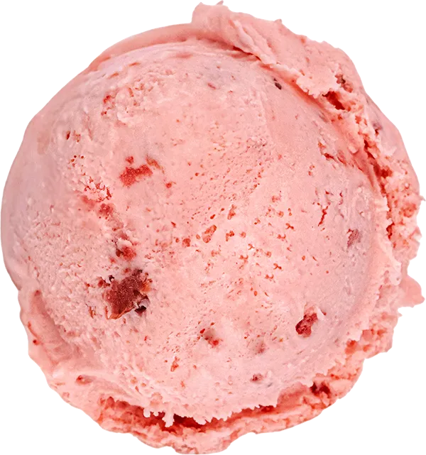 Creamy strawberry ice cream scoop with visible berry chunks, showcasing rich flavor and texture. Perfect summer treat.