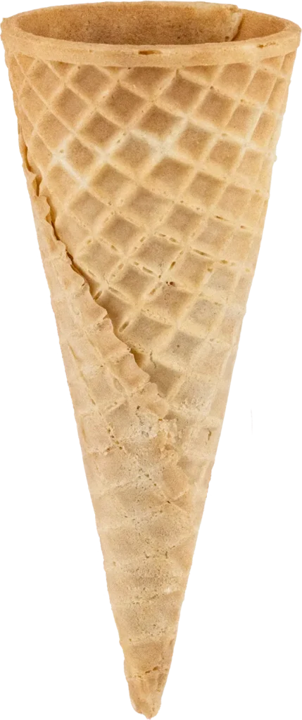 Empty waffle cone isolated on white background, perfect for serving ice cream or desserts.