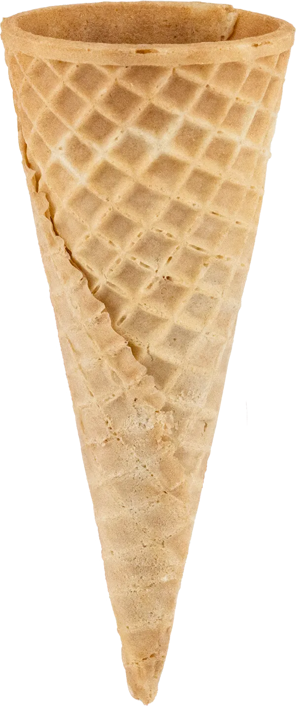 Empty waffle cone isolated on white background, perfect for serving ice cream or desserts.