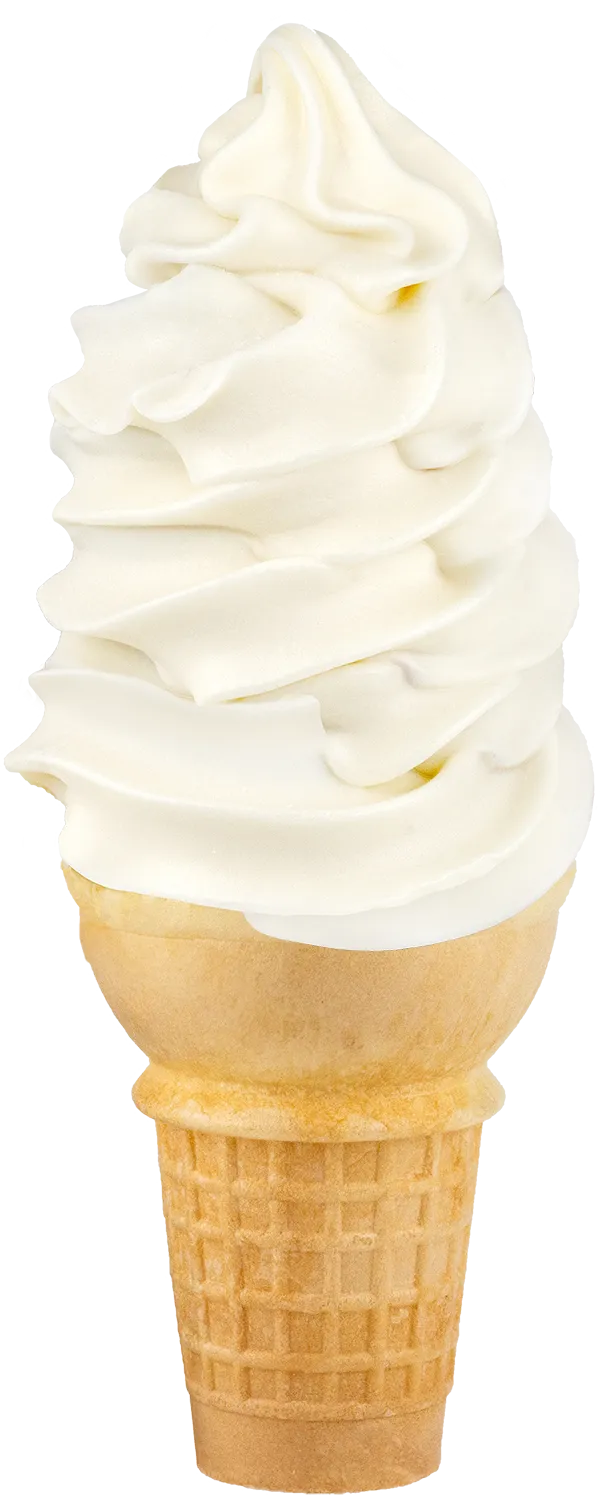 Vanilla soft serve ice cream in a waffle cone isolated on white background. Perfect summer treat and dessert.