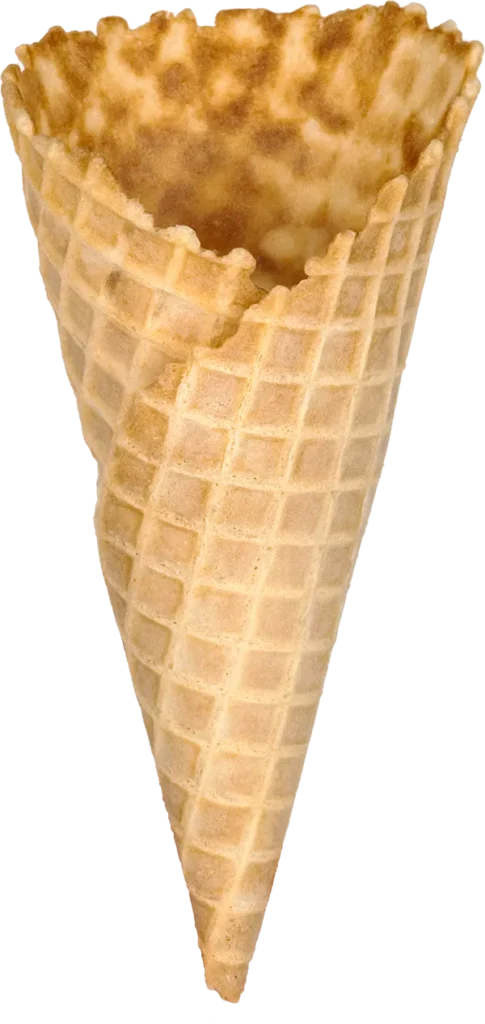 Empty waffle ice cream cone isolated on white background.