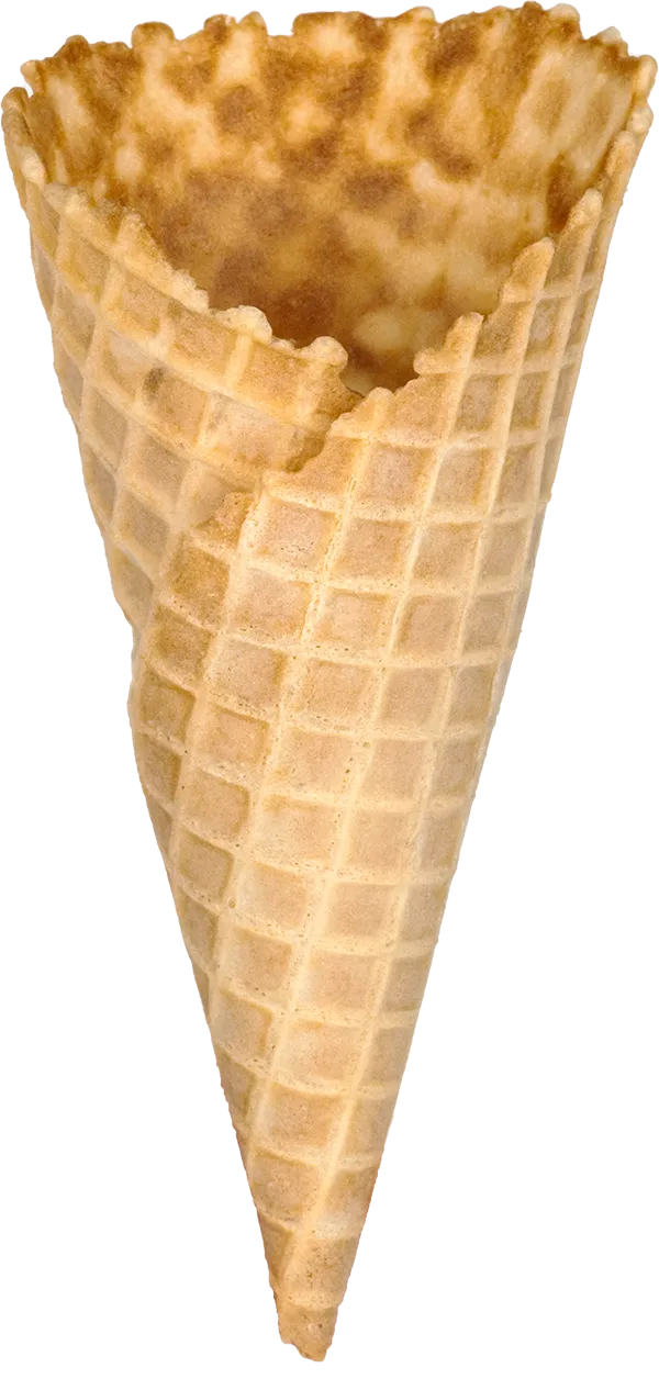 Empty waffle ice cream cone isolated on white background.