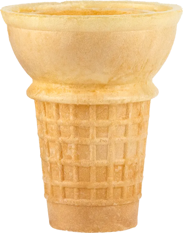 Close-up of an empty waffle ice cream cone isolated on a white background.